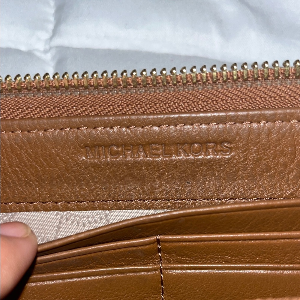 Michael Kors Tan Leather Zip Wallet - Picture 4 of 5